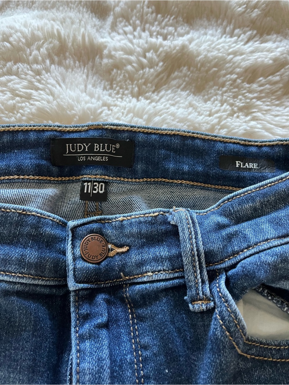 Judy Blue Medium Wash Flare Jeans - Blue Denim